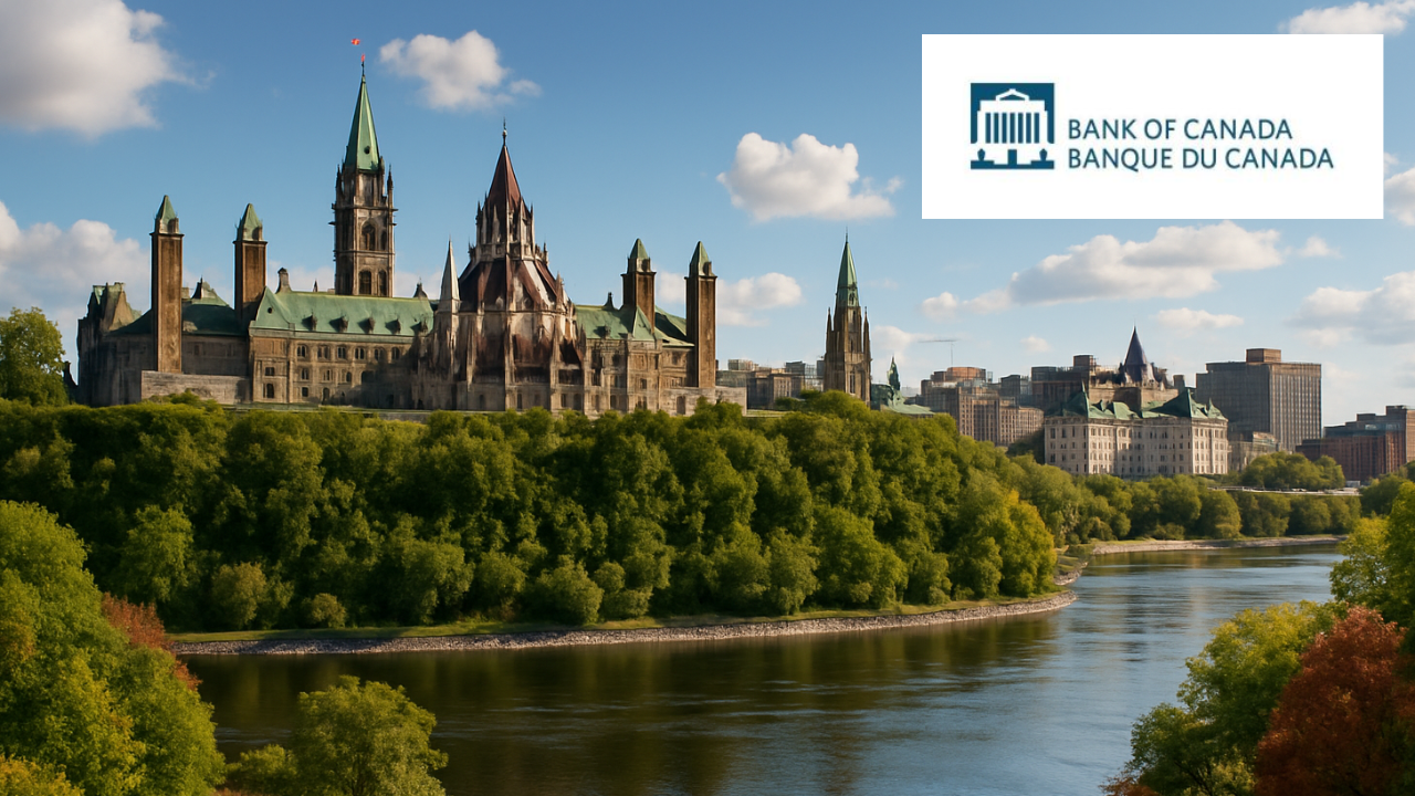 Breaking Down the Bank of Canadas Interest Rate April 2026 – Joe Godara Parliament Hill in Ottawa with the Ottawa River and trees in the foreground; Bank of Canada
